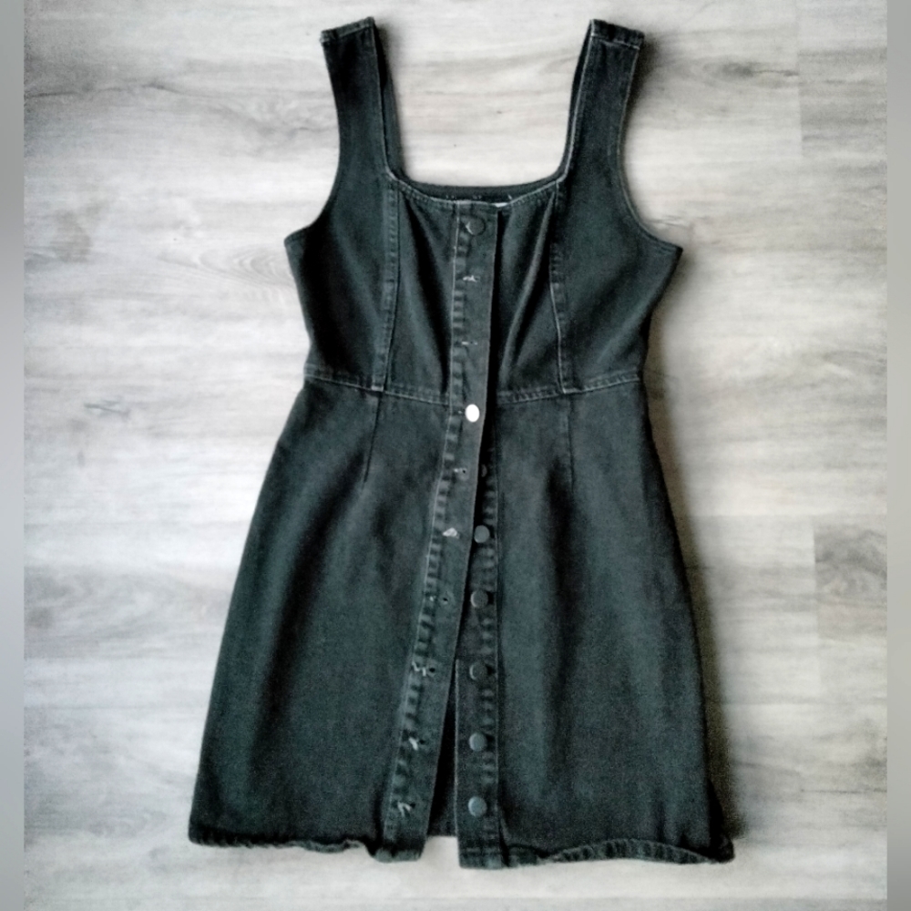 EUC X Urban Outfitters Denim Black Button Up Dress